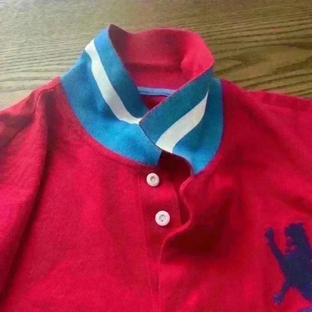 Giordano NWOT Polo Size Large Red with Purple Emblem and 10 on sleeve